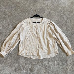 Tan button down bubble long sleeve top